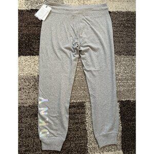 DKNY SPORT (L) Heather Gray Iridescent Silver Logo Sweatpants Joggers Pants
